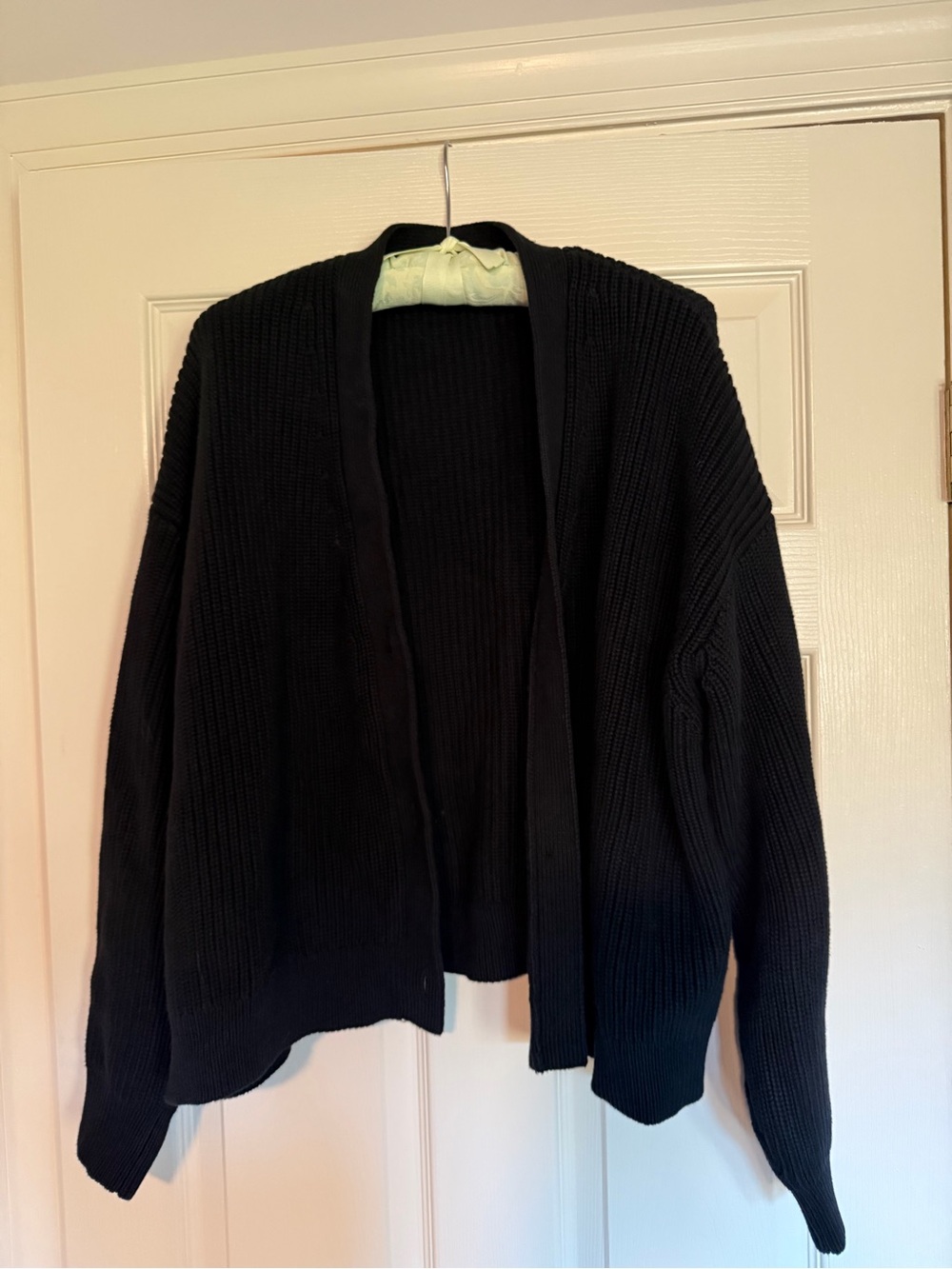 Quince Black Open-Front Ribbed Cardigan